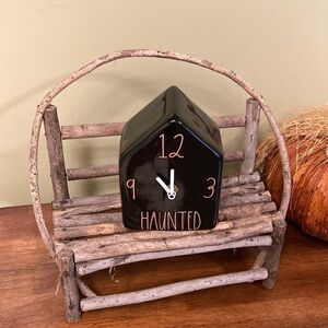NEW! Rae Dunn  BLACK HAUNTED HOUSE TABLETOP HALLOWEEN CLOCK